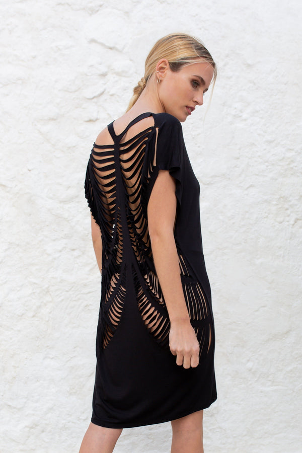 Black Carne Trémula Casual Short Dress